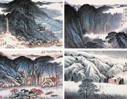 宋玉麟 四季山水 镜心